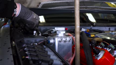car engine repair in progress