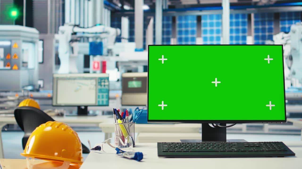 효율성을 향상시키기 위해 사용된 빈 광전자 공장의 그린 스크린 컴퓨터