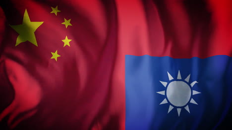 animación de ondear la bandera combinada de china y taiwán