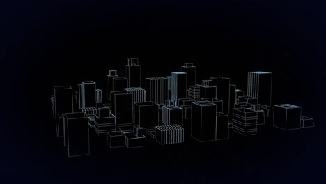 animation of networks of connections over 3d cityscape drawing