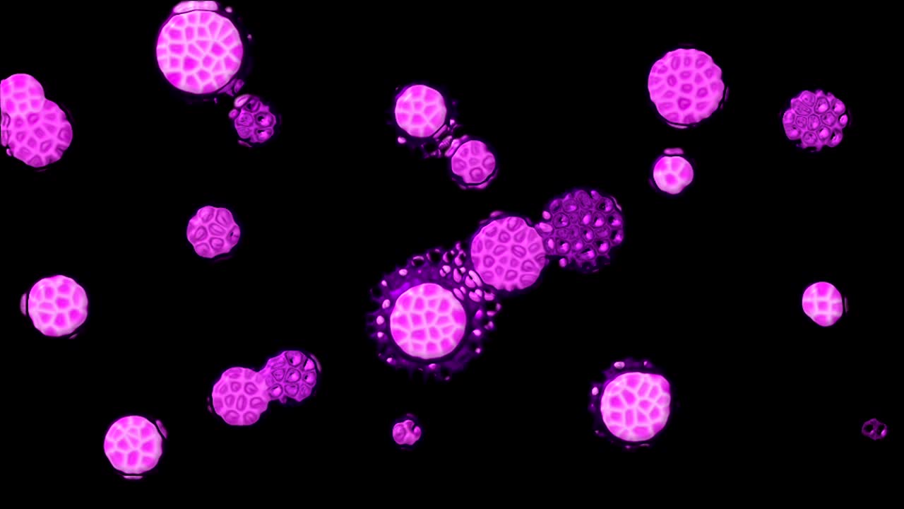 imagen abstracta de cerca con el concepto futurista de la célula de virus, renderización 3d, generación por computadora