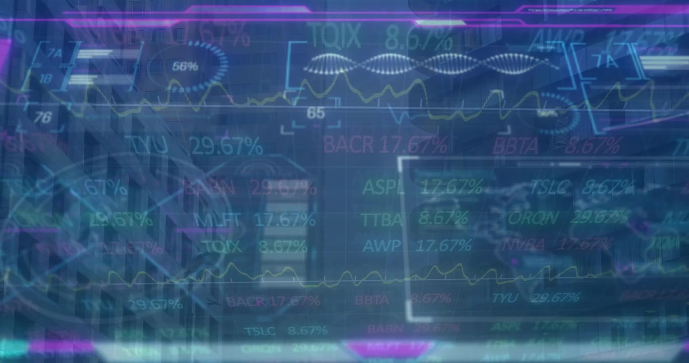 Animation of data processing over cityscape