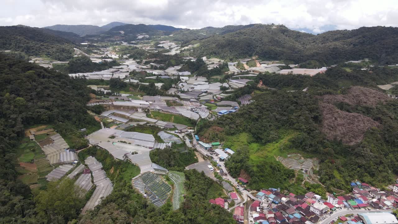 vista general del paisaje del distrito de brinchang dentro del área de cameron highlands de malasia