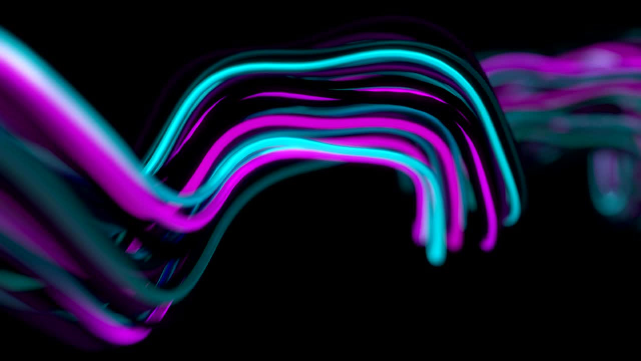 4k líneas onduladas de neón abstractas.
