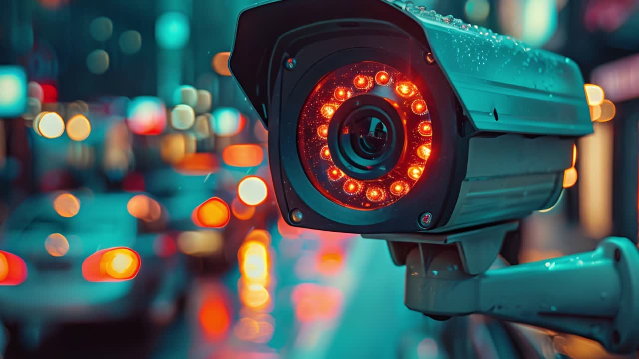 Urban Surveillance: A CCTV Camera Monitoring City Traffic at Night