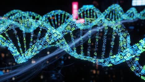 a glimpse into the future of genetic science: exploring the intersection of dna and digital data visualization with vibrant cyberspace representations