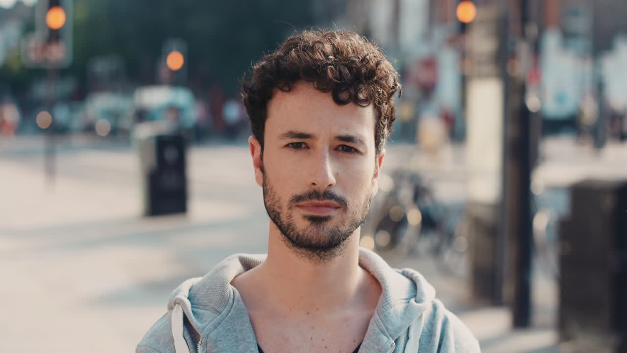 retrato en cámara lenta de un hombre caucásico lindo