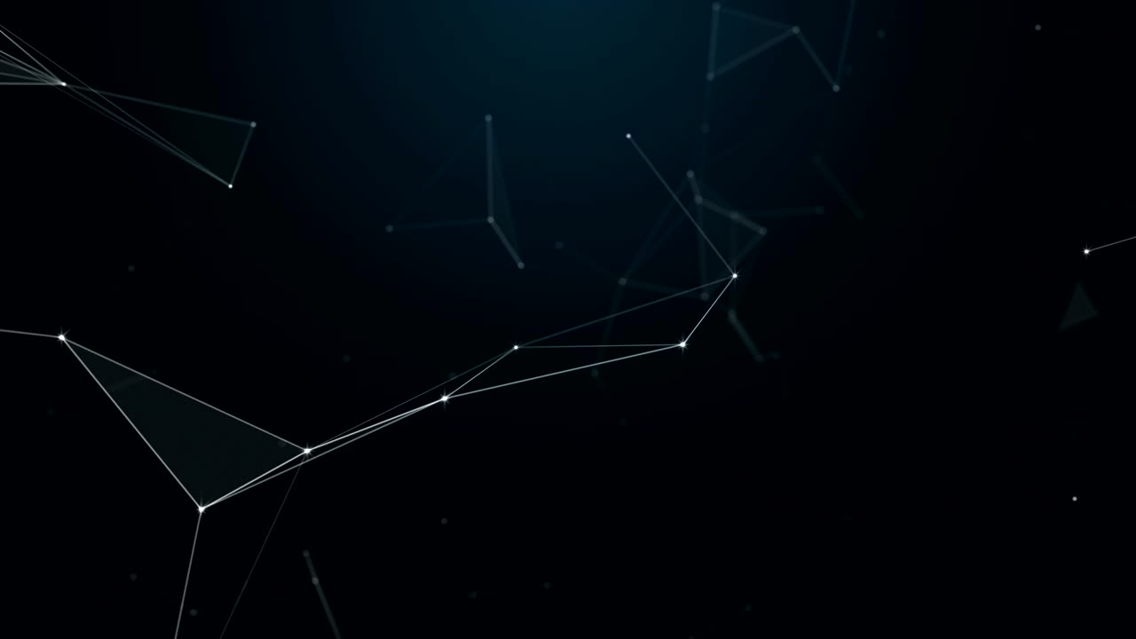 Plexus of abstract lines, triangles and dots. Starry sky, space.