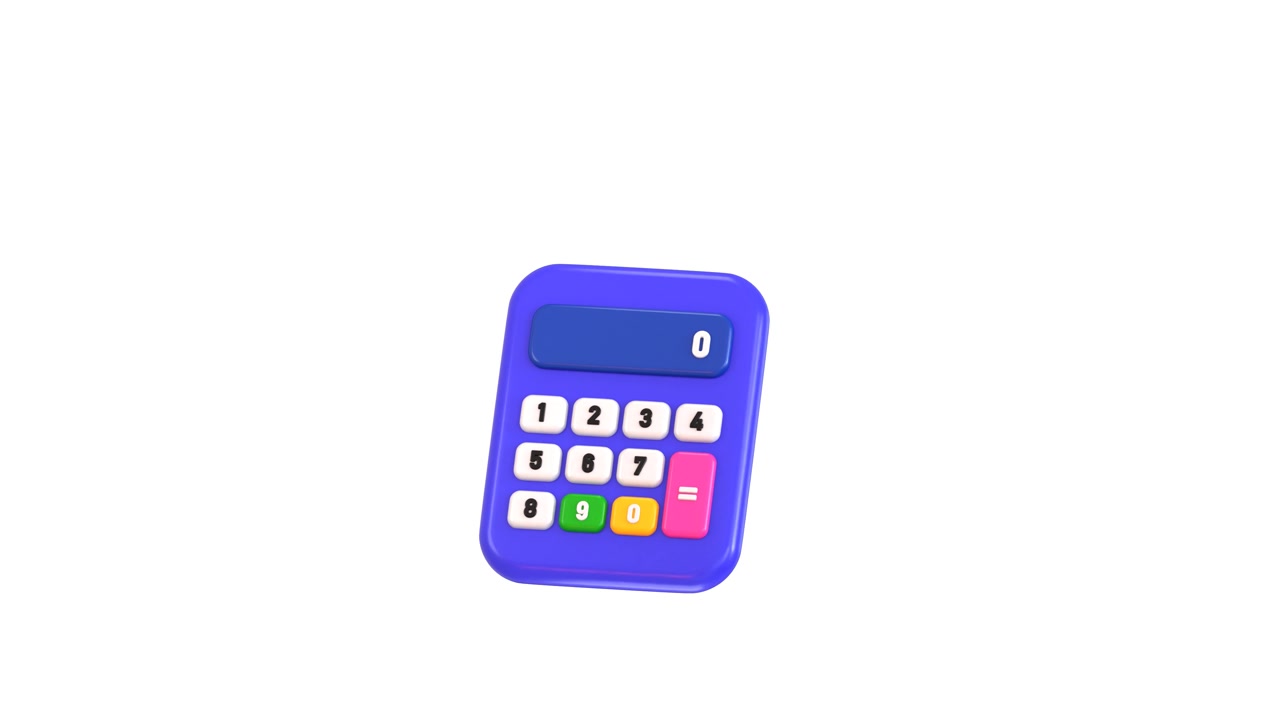 3D Animated Calculator Floating on White Background