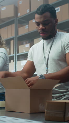 warehouse workers packing and shipping orders