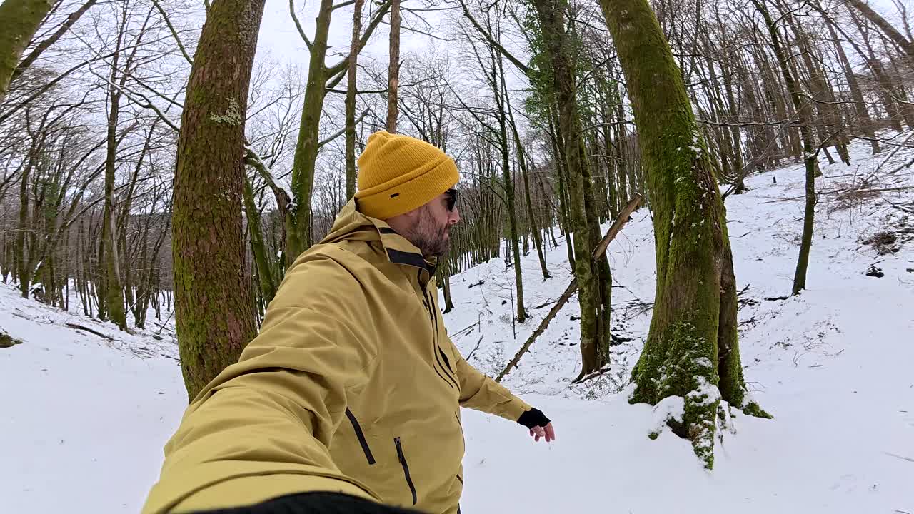Man in Winter Forest