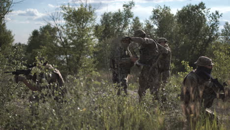 military training exercise in a forest