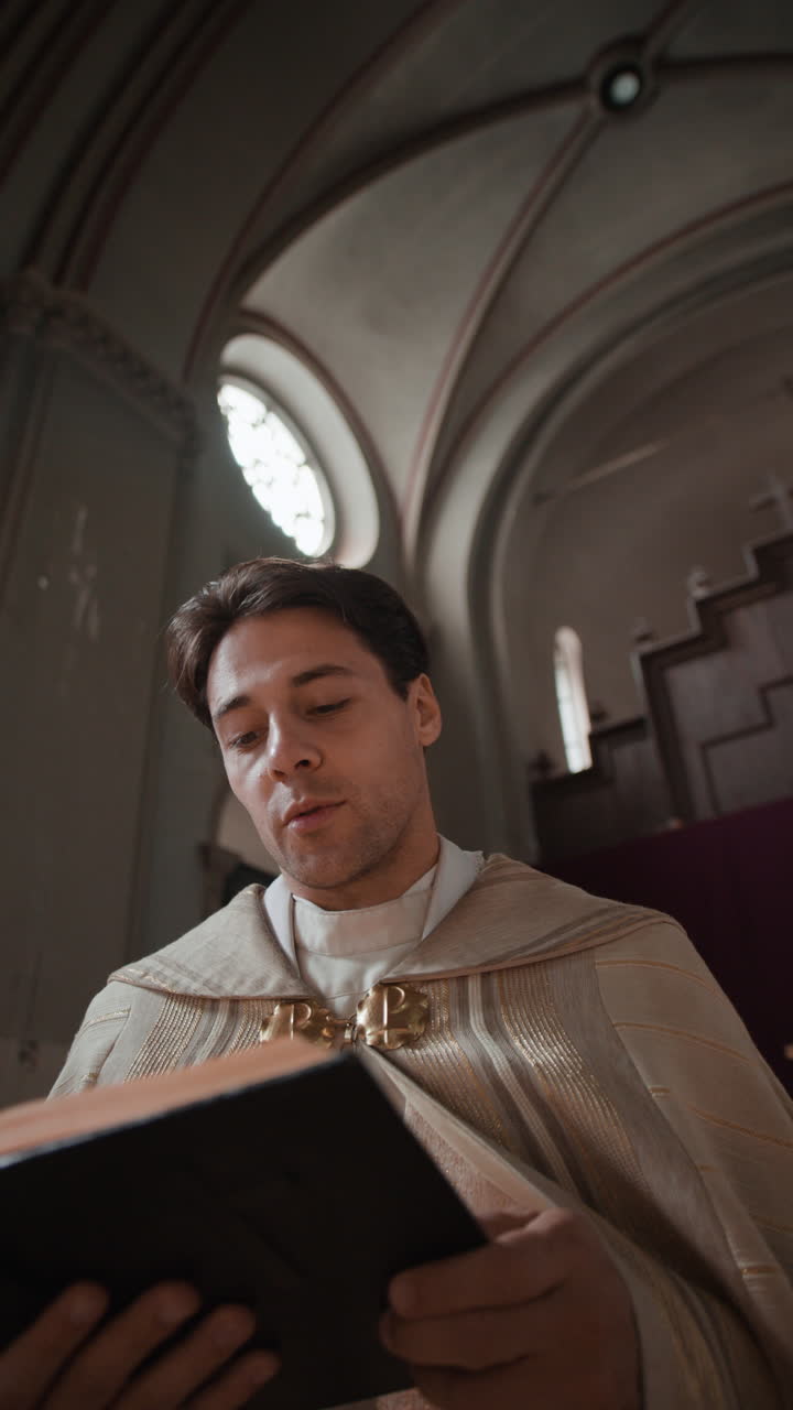 Priest Reading in Church