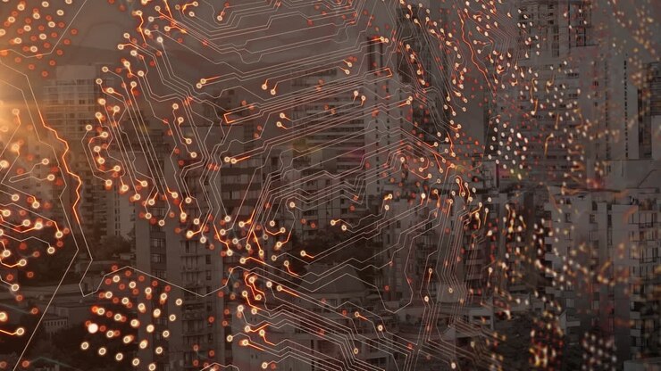 Animation of cityscape and connections