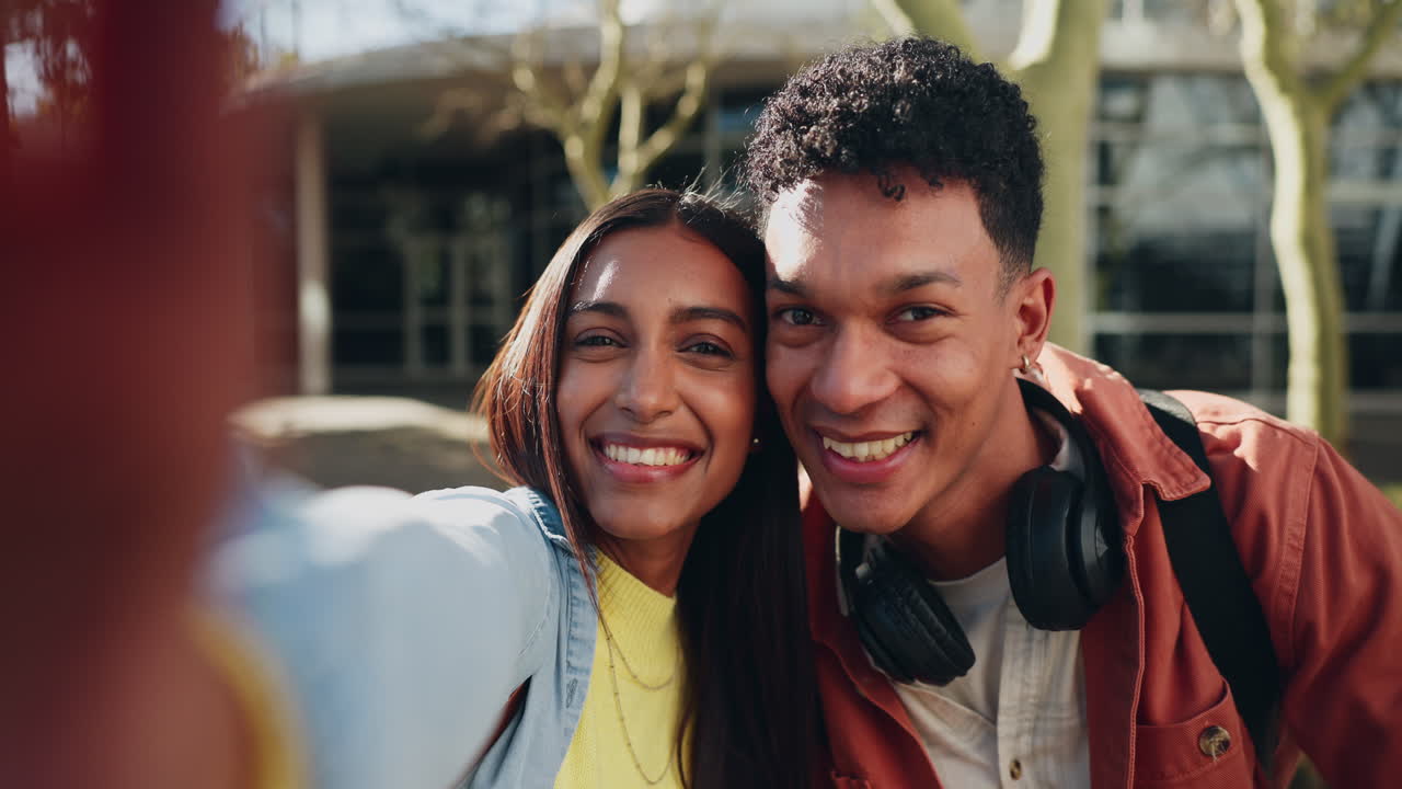 Selfie, peace sign and wink with a funny face