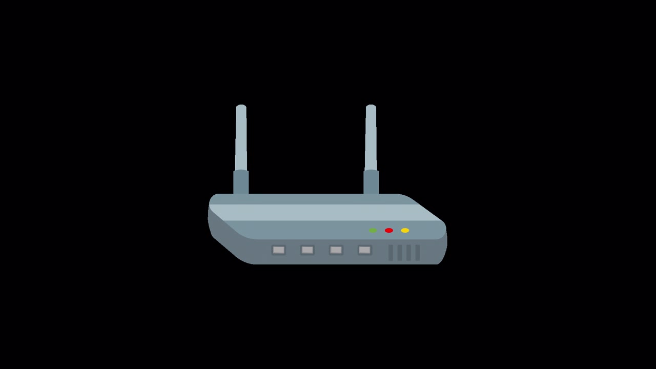 Animazione flat design di un router Wi-Fi con luci lampeggianti