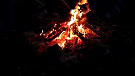 Camp-fire-burning-on-a-cold-night