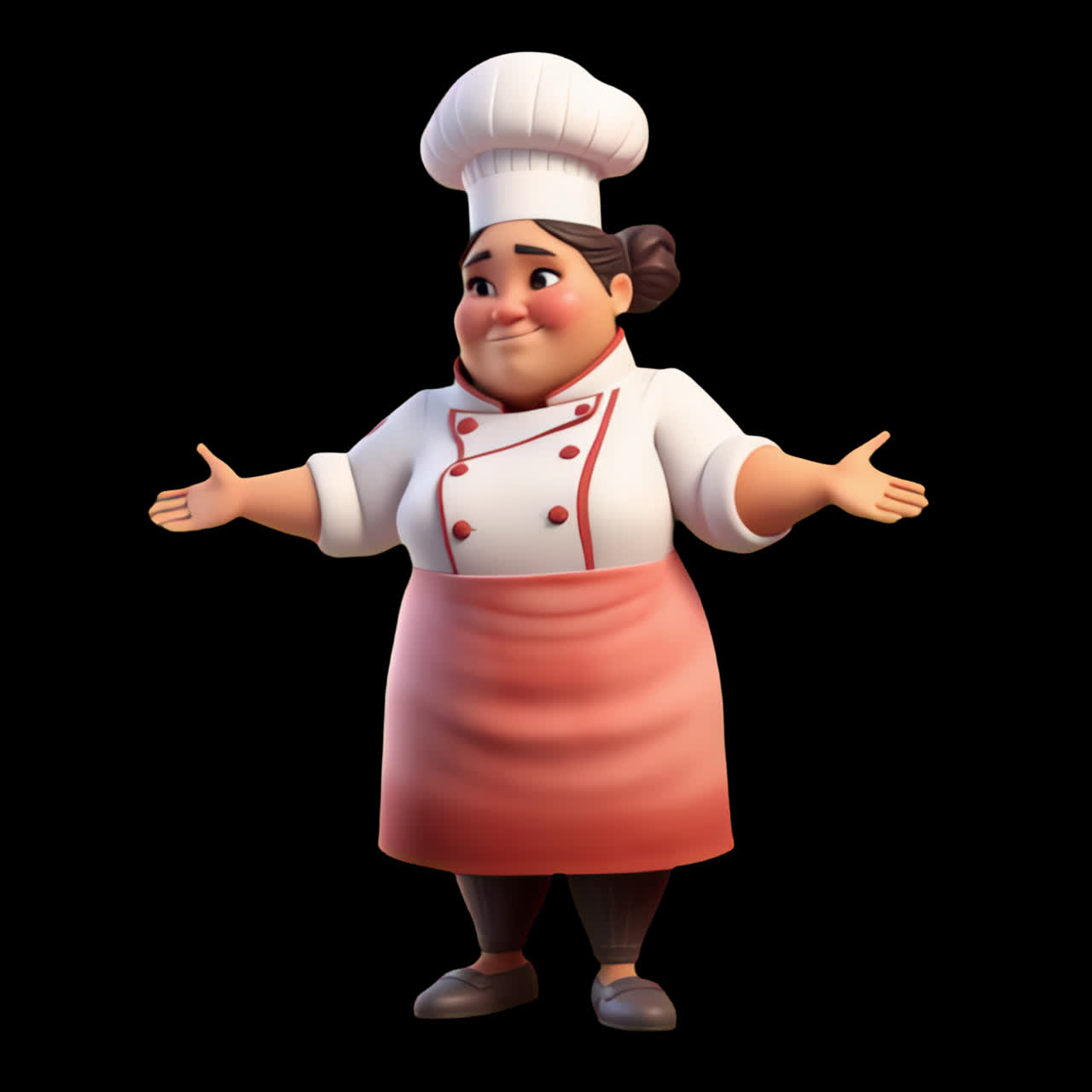 Personaggio animato di chef, animazione sorridente, risorsa isolata, video 4K trasparente, canale alfa