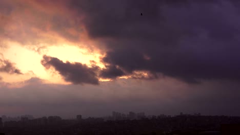 time lapse sunset on the cloudy sky over city, turkey