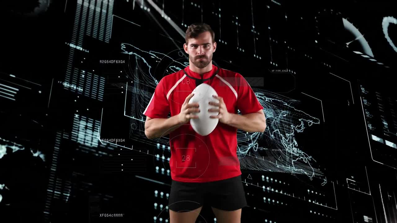 animación de un jugador de rugby a través de una red de conexiones