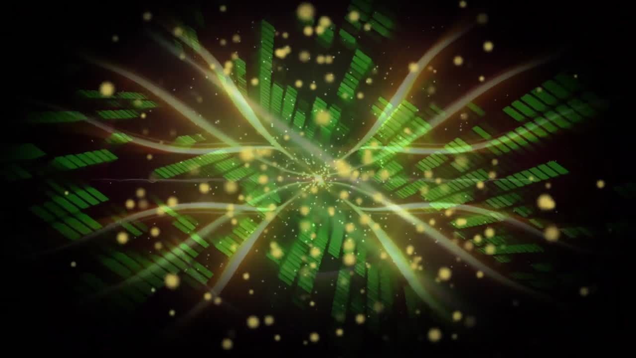 오렌지색과 초록색의 에너지와 불빛의 애니메이션