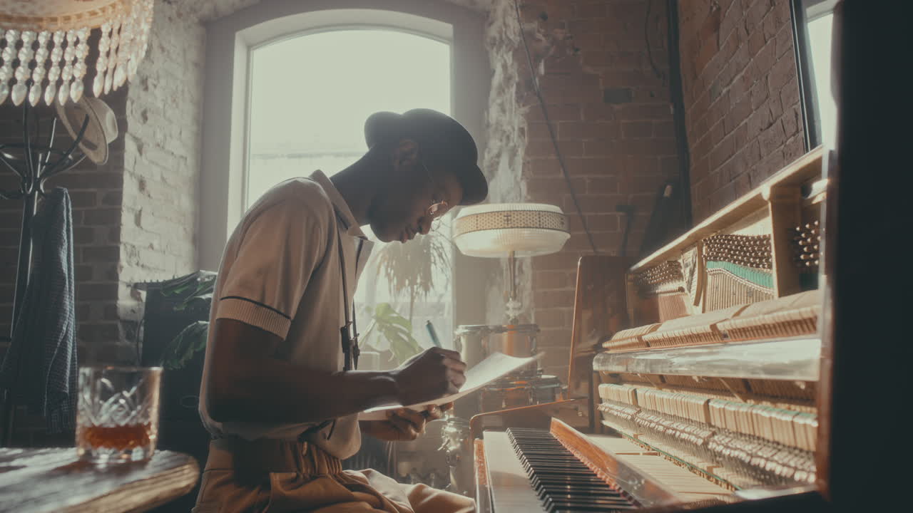 Jazz Musician Composing at a Piano
