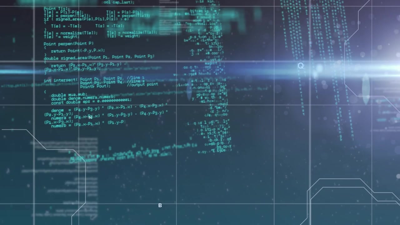 Abstrakt digital datastrøm med rullende kode og rutenett