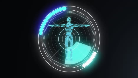 animación del alcance con procesamiento de datos sobre el cuerpo humano