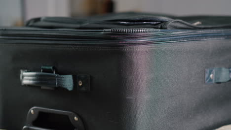 close-up to zip on a road suitcase