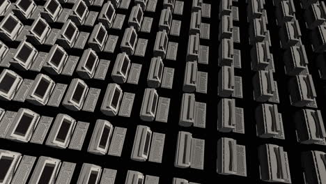 Infinite-Symmetrical-Rows-of-Old-PC-Computers---3D-Animation