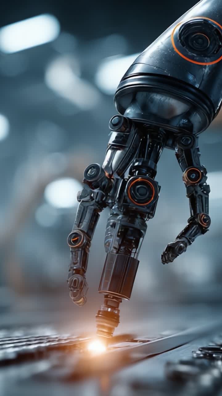 Mano robotica ad alta tecnologia in azione, che mostra ingegneria di precisione e tecniche di produzione avanzate in un contesto industriale moderno.