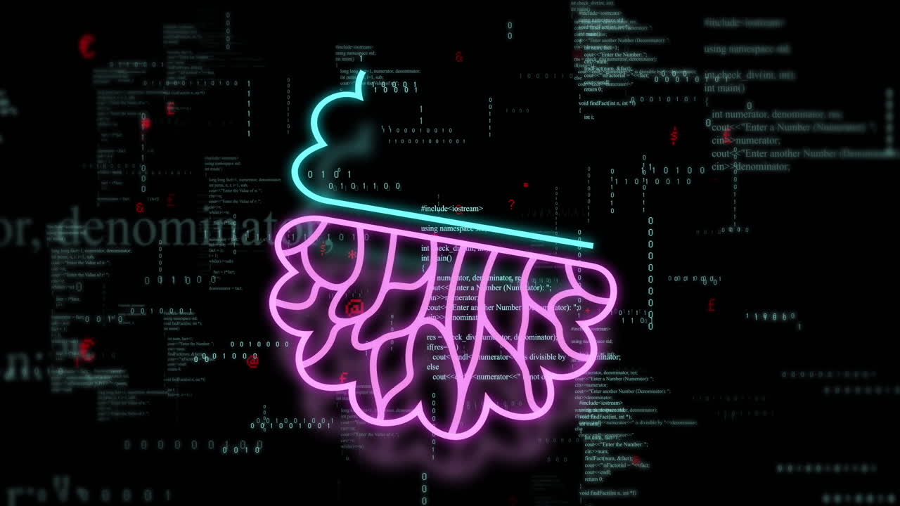 animación de un texto, cerebro y procesamiento de datos