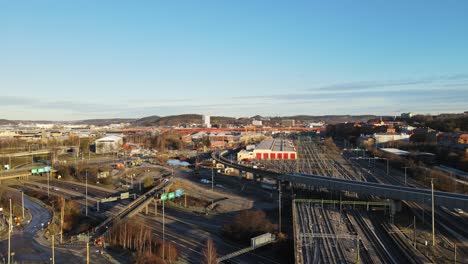 empty railroads line of gothenburg central station on a sunny day in gothenburg, sweden