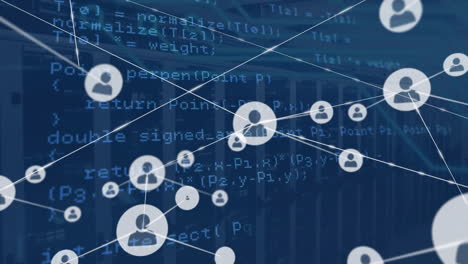 animación de la red de conexiones, procesamiento de datos a través de servidores informáticos