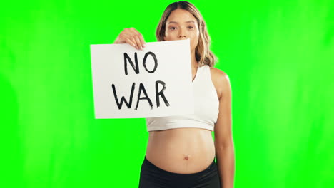 pregnant woman, no war sign