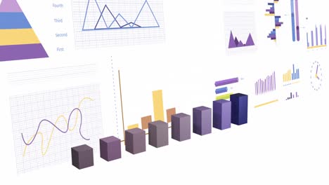 Animation-of-statistics-and-financial-data-processing-over-white-background