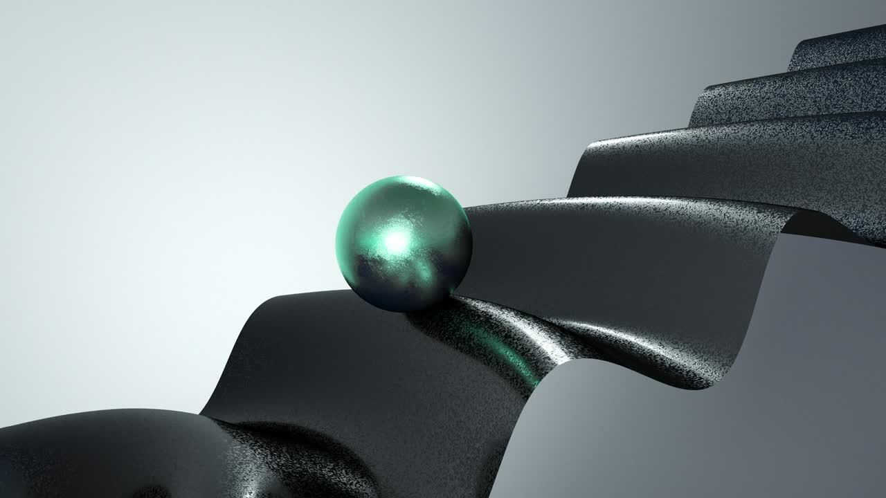 animación 3d abstracta de bola turquesa con material de ondas negras de textura. animación de bucle sin costuras de 4k.