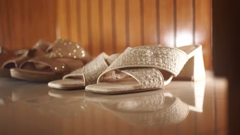 pair of elegant cream-colored heels
