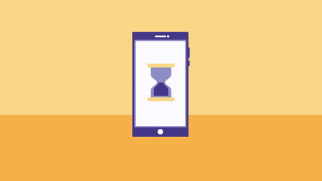 dispositivo de teléfono inteligente con animación de tiempo de reloj de arena