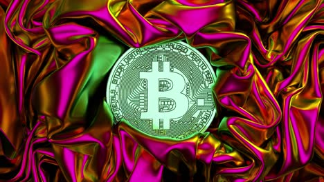 el logotipo de bitcoin en tela vibrante