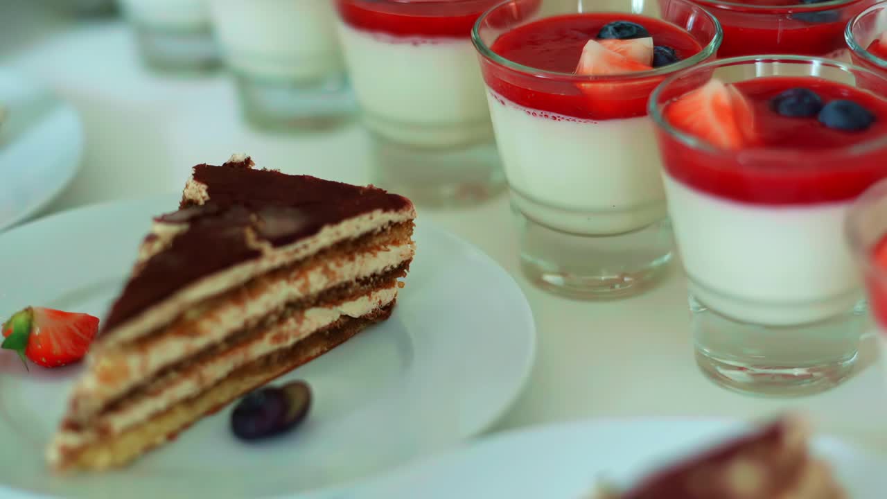 Mixed berry desserts on display conveying a festive mood and sweet delight