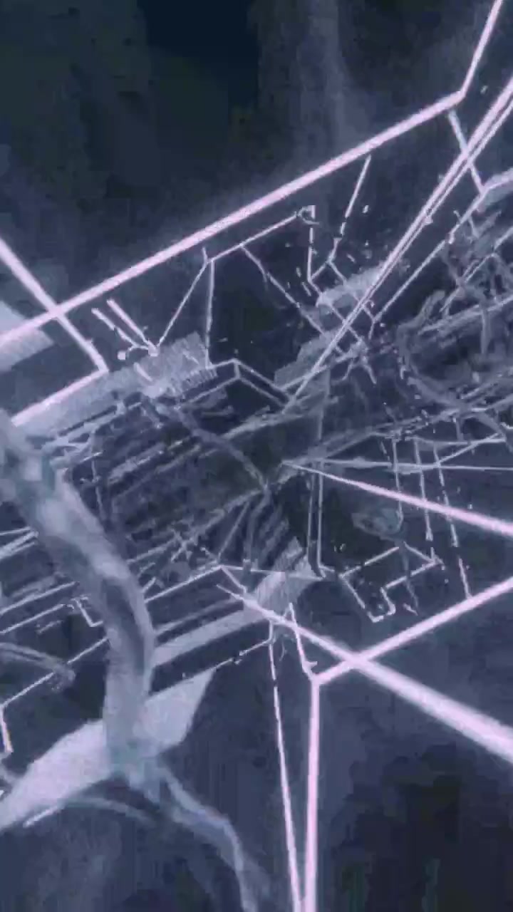 Dynamic Abstract Geometric Tunnel with Glowing Neon Lines