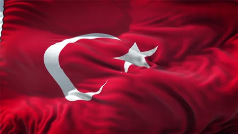 turkey turkish flag loop. realistic 4k. 30 fps flag of the turkish. turkey waving in the wind. seamless loop with highly detailed fabric texture.