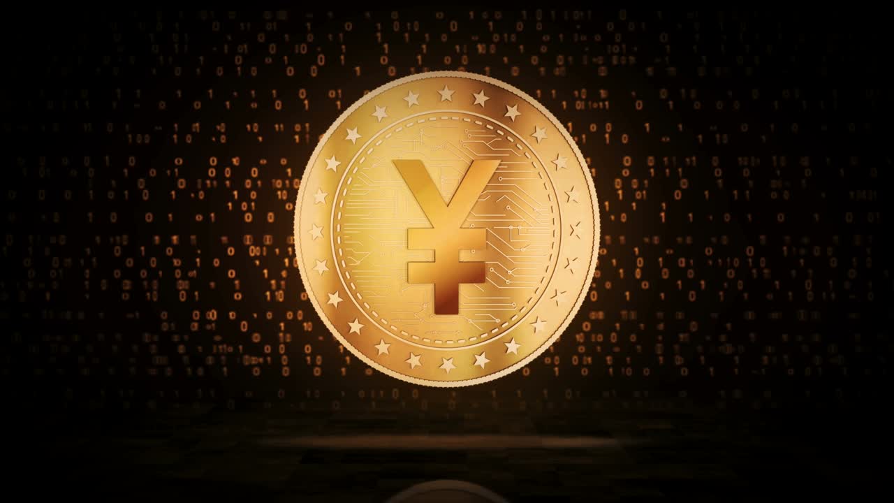 디지털 배경에 일본 엔 황금 동전 루프