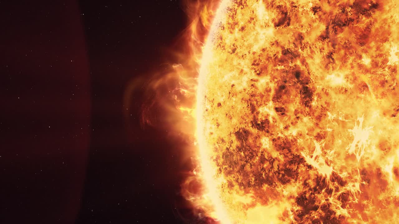 el sol en el espacio. fondo negro de primer plano