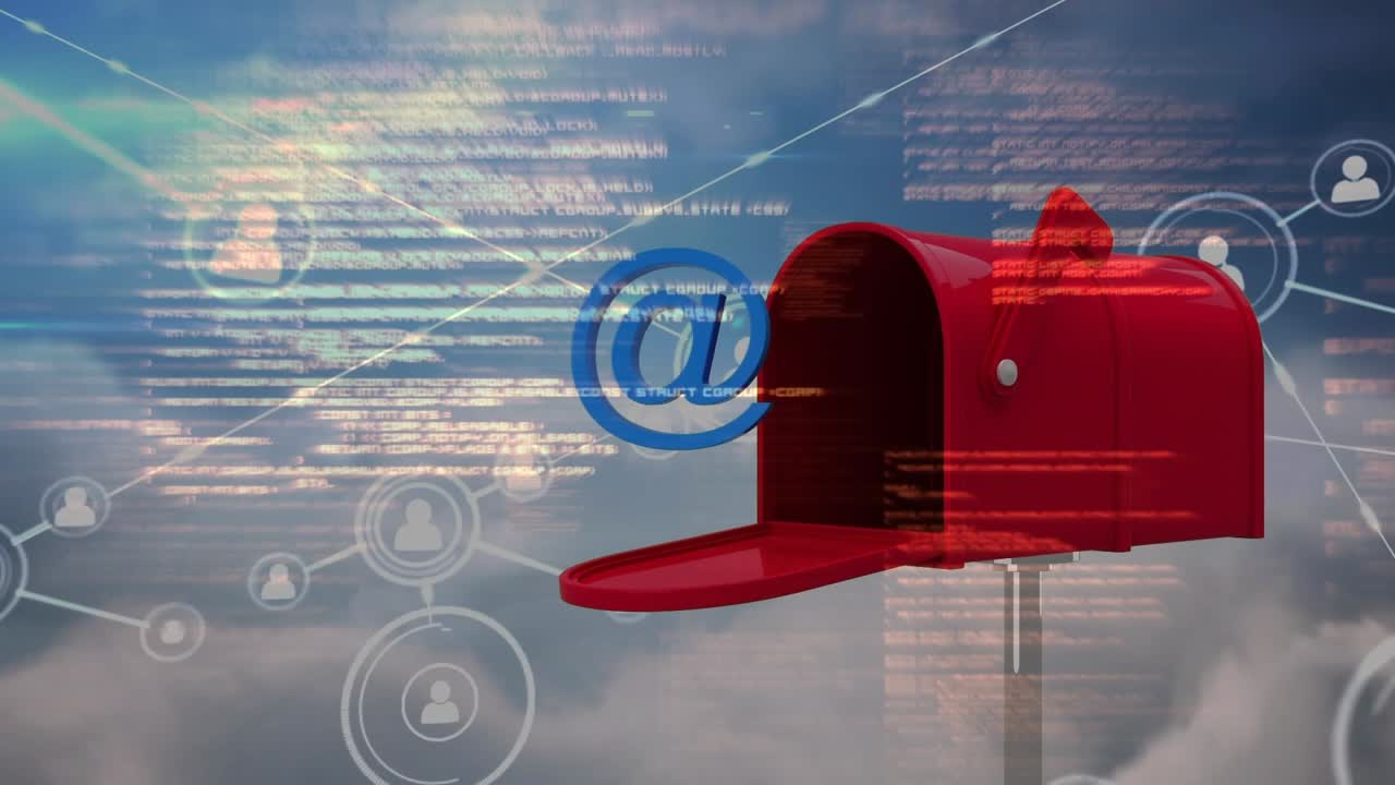 Animasjon av databehandling over postkasse