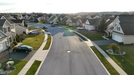 aerial rising shot of neighborhood in america