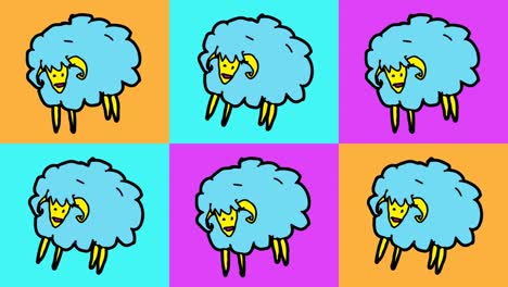 kinderen tekenen pop art naadloze achtergrond met het thema van schapen