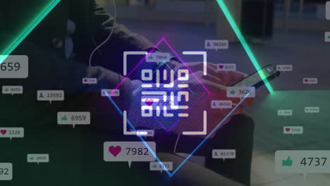Animation of qr code over social media icons