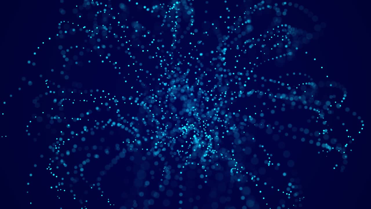 fondo cósmico abstracto. puntos de explosión lenta. tecnología fondo de forma circular azul. 4k. galaxia